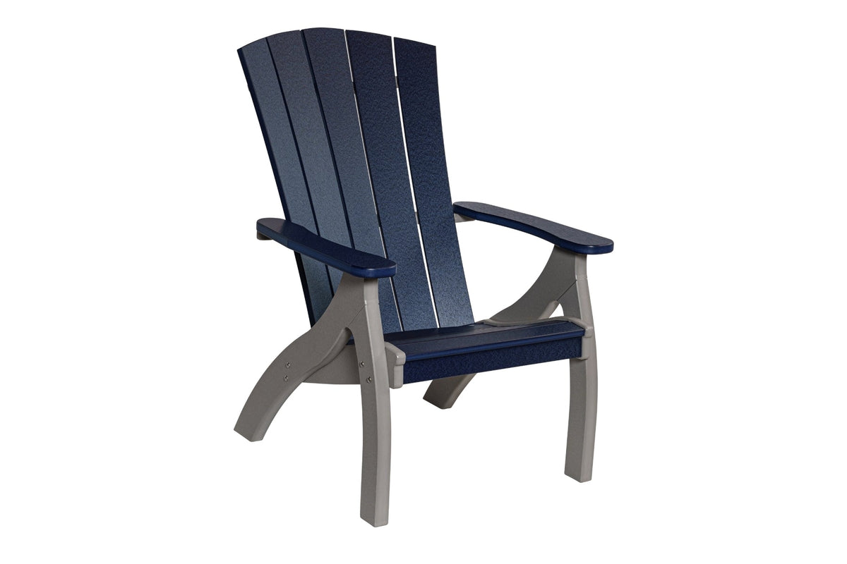 Light gray and Patriot Blue Beaver Dam Serenity Siesta chair made from poly lumber