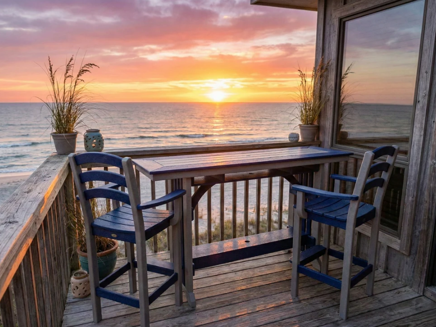 Balcony Table & chairs Set | Mission Rail Table & Chairs Set